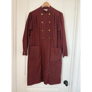 Vtg. Weinberg Paris Mod Long Coat Dress Double-Breasted Gold Buttons Womens Sz.M